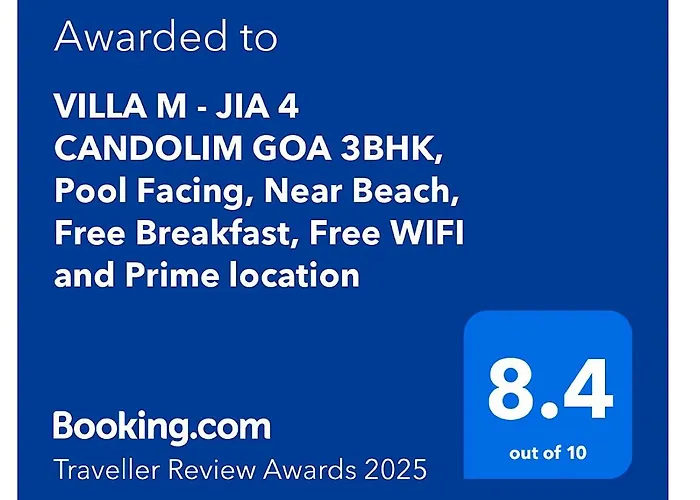 Villa M - Jia 4 Candolim Goa 3Bhk, Pool Facing, Near Beach, Free Breakfast, Free Wifi And Prime Location